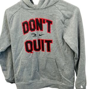 Nike 3BRAND Boys Gray Hoodie Medium Don’t Quit Graphic Pullover Sweatshirt